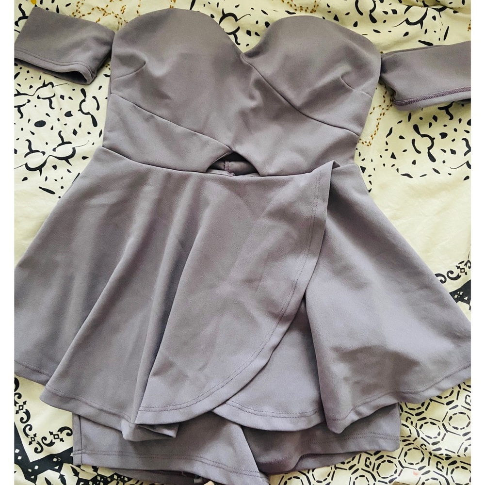Fashionnovia purple off the shoulder romper